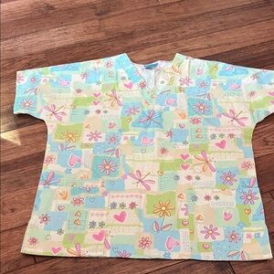 Colorful Floral Short Sleeve Women's Top